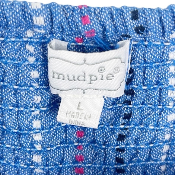 Mudpie Blue Desi Off-The-Shoulder Smocked Dress in Blue Chambray - Picture 7 of 9